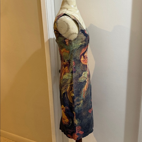 Domallo Vtg. Renaissance Fresco Angelic Romantic Cotton Stretch Bodycon Dress 4 - Picture 9 of 17
